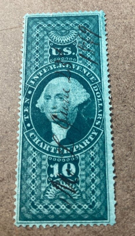 KAPPYSTAMPS USA #R93c 1ST ISSUE REVENUE $10 CHARTER PARTY USED  H911
