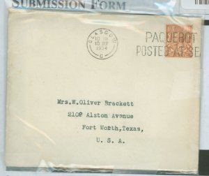 Great Britain  glasgow, paquebot cancel, contents about mentally ill patient