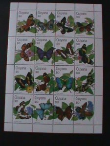 GUYANA -16 DIFFERENT COLORFUL BEAUTIFUL LOVELT BUTTERFLIES  MNH-SHEET VF