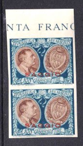 SAN MARINO C51G IMPERF PAIR €200 OG LH L/M SAGGIO OVERPRINTS (SPECIMEN) 