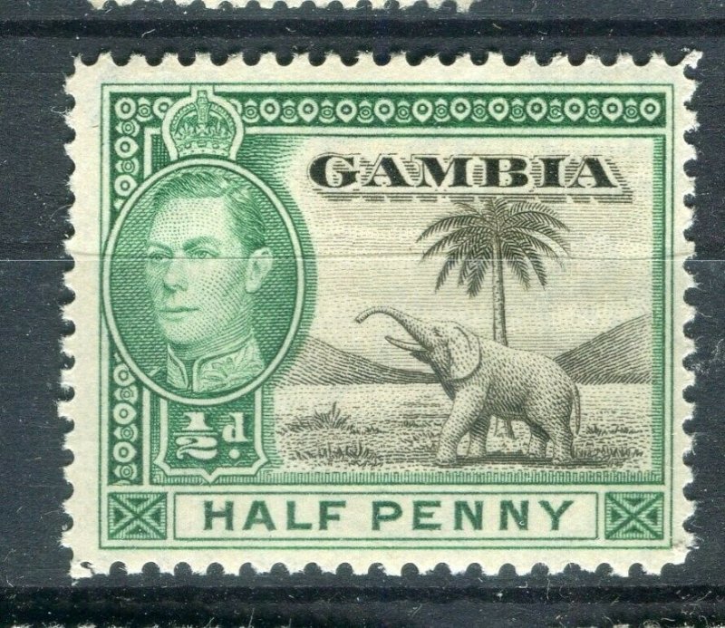 GAMBIA; 1938 early GV Pictorial Mint hinged 1/2d. value 