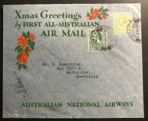 1931 London England Xmas First All Australia Airmail Cover To Melbourne Signed