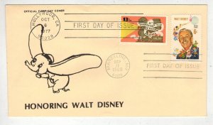 1968 WALT DISNEY 1355 MATHERS DUAL FDC + 1727 TALKING PICTURES DUMBO ELEPHANT