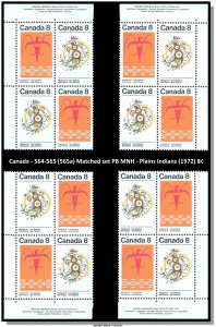 Canada - 564-565 (565a) Matched set PB MNH - Plains Indians (1972) 8¢ - CV 10.00