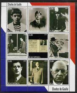 KALMYKIA - 1999 - C. de Gaulle - Perf 9v Sheet - Mint Never Hinged-Private Issue