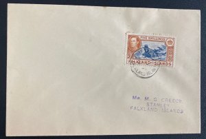 1947 Port Stanley Falkland Island Cover Locally Used Sc#94 Catalogue Value $100