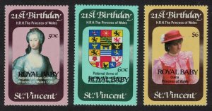 St. Vincent Birth of Prince William of Wales 3v 1982 MNH SG#699-701