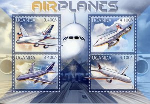 Uganda Aviation Stamps 2012 MNH Airplanes Boeing Airbus Concorde Aircraft 1v S/S