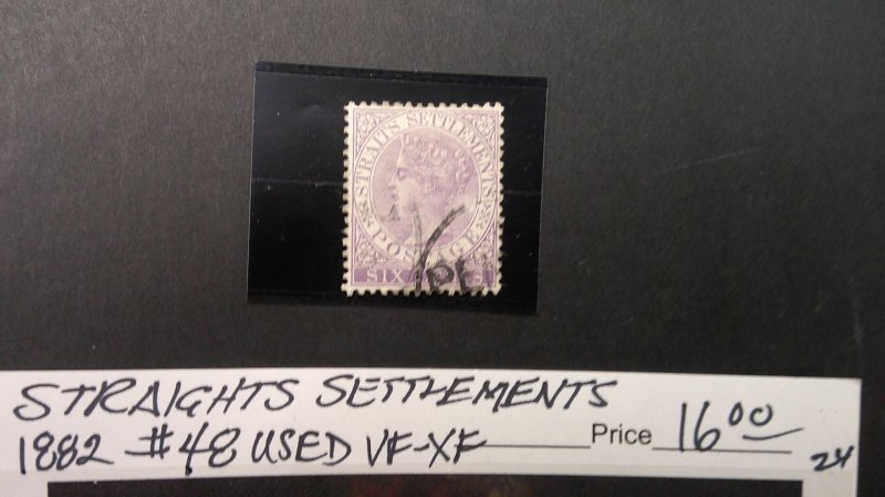 Straights Settlements 1882 Scott# 48 USED VF-XF WMK 2