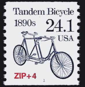 Sc 2266   24.1¢ Tandem Bicycle Zip+4 Plate # Single, MNH