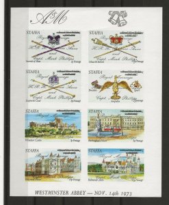 GB Scotland  local issue Staffa 1973 Royal Wedding imperf sheet of 8 MNH