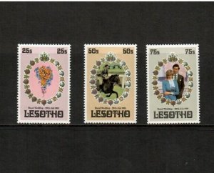 Lesotho 1981 - Charles Diana Royal Wedding - Set of 3 Stamps Scott #335-7 - MNH