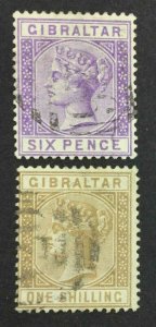 MOMEN: GIBRALTAR SG #13-14 1887 USED £340 LOT #62602