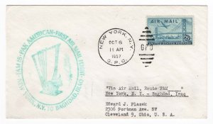 USA 1957 FFC Pan Am first flight New York to Iraq 6 Oct 57 FAM18 - fine cachet