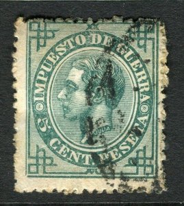 SPAIN;   WAR TAX issues 1876 early Alfonso used 5c. value