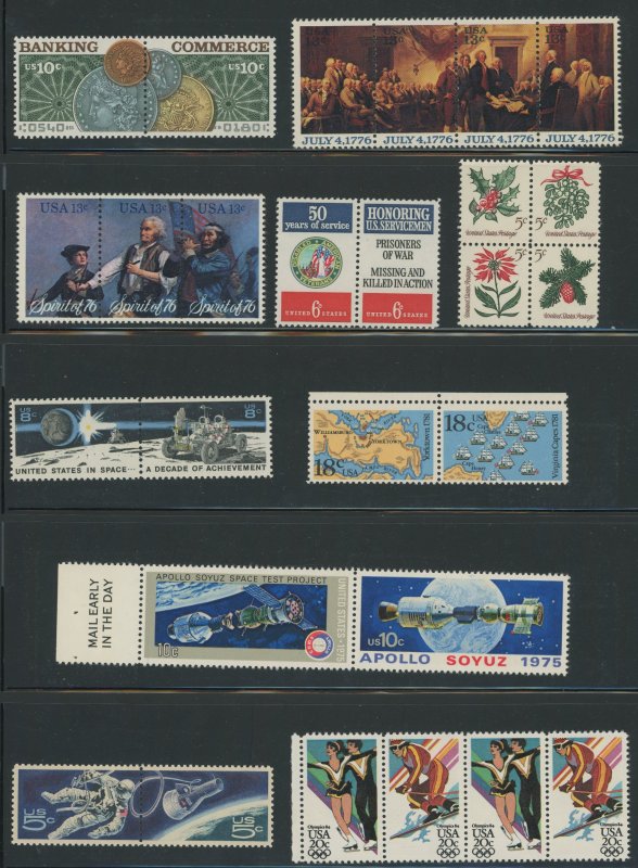 USA Mint Setenant Collection - 45 different items - mostly never hinged