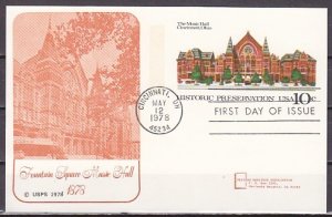 United States, Scott cat. UX73. Music Hall of Ohio Postal card. First day cover