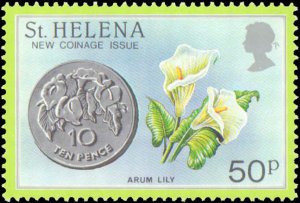 St. Helena #416-419, Complete Set(4), 1984, Coins, Animals, Fish, Flowers, Ne...