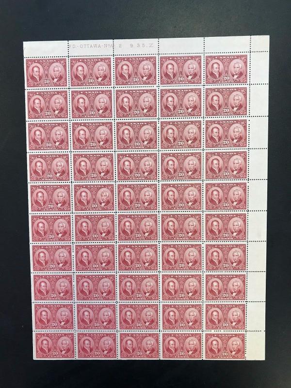 Canada #148 Very Fine Never Hinged Plate #2 Full Sheet Of 50