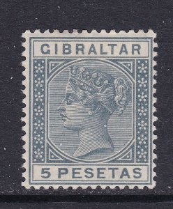 Gibraltar Scott 36, 1889 QV 5 Pesetas VF MLH Scott $50