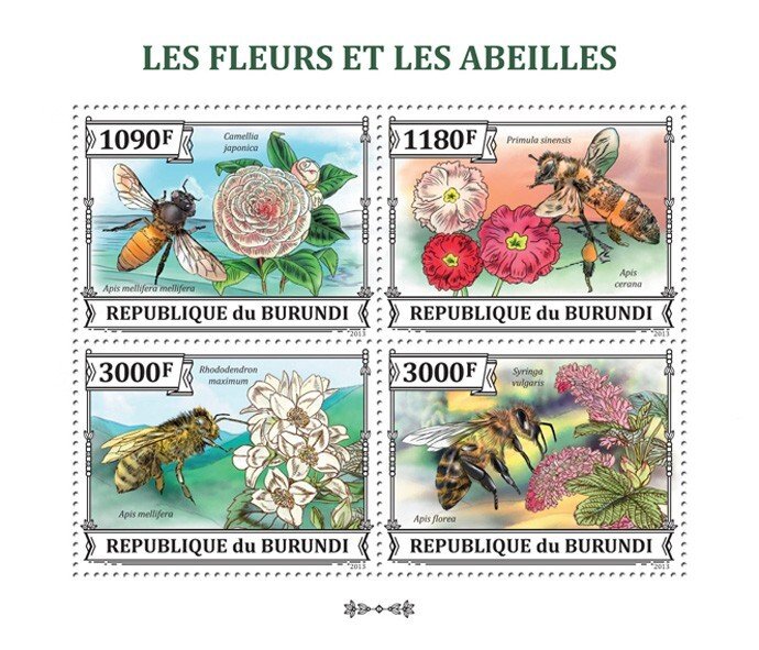 Stamps of BURUNDI 2013 - FLOWERS AND BEES