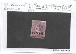 St Vincent Revenue, Barefoot #21, used (51855)