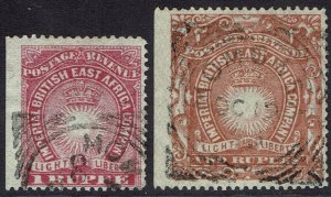 BRITISH EAST AFRICA 1890 LIGHT AND LIBERTY 1R AND 2R USED