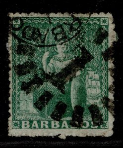 BARBADOS QV SG21a, ½d blue-green, USED. Cat £75.