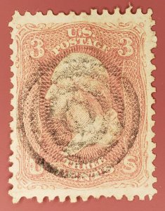 United States, Scott #65, VF used, SON target cancel, couple short perfs