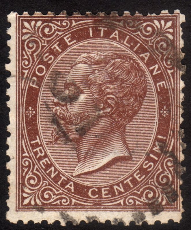 1863, Italy, 30c, Used, Sc 30