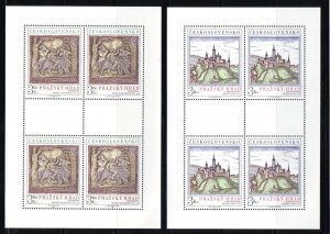 Czechoslovakia Sc 2081-2 NH Minisheets of 1976 - Prague Castle - Art