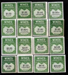 #RE108/146 RE183/193 Wine Stamps (Mint NEVER HINGED) cv$285.00