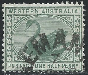 Western Australia 1885 - ½d green wmk Crown CA - SG94 used