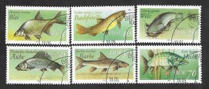 SE)1987 DDR, MARINE FAUNA, RIVER FISH, 6 STAMPS CTO