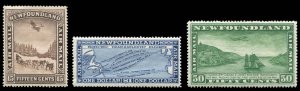 Newfoundland #C6-8 Cat$112.50, 1931 Airpost, set of three, hinged