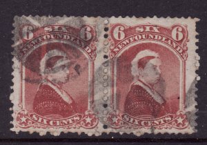 Newfoundland-Sc#35- id13383-6c dull rose - Used pair - Queen Victoria