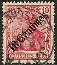 Germany-Offices-Turkey 56 Used 1908 10c on 10pf car/car rose