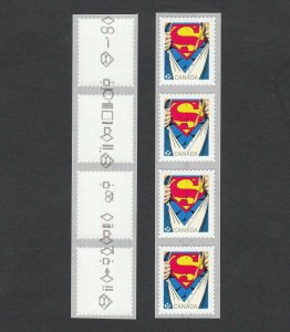 SUPERMAN = Strip of 4  COIL stamps = Comic Book Character Canada 2013 #2678 MNH