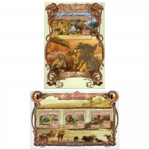 Lions Stamp Bundle of 2 Panthera Leo Wild Animal Souvenir Sheet MNH #9841-9843