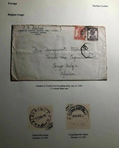1945 Gauhati India American Baptist Missionary Cover To Congo Belge