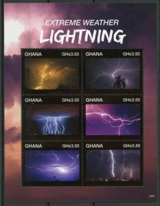 Ghana Stamps 2015 MNH Extreme Weather Lightning Meteorology Science 6v M/S