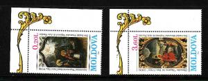 Moldova-Sc#151-2-Unused NH set-Christmas-Paintings-1994-