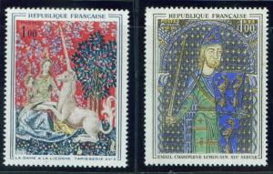 France Scott 1106-7 MNH** 1964 Art stamp set Unicorn on one