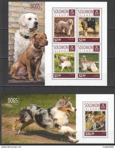 2014 Solomon Islands Dogs Domestic Animals Fauna #2837-41 1+1 ** Ls210