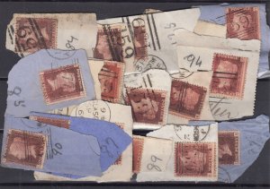 GB QV 1858 Collection Of 18 On Piece SG43/44 Different Plate Numbers BP9893