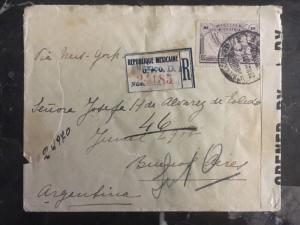 1918 Mexico City Mexico Censored Cover To Buenos Aires Via New York