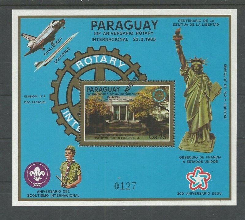 1985 Scouts Paraguay Rotary statue Liberty SS 'MUESTRA'