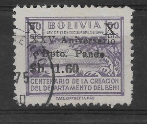 BOLIVIA 1966 Overprinted Pando Department  Michel  738 Scott 491 Used