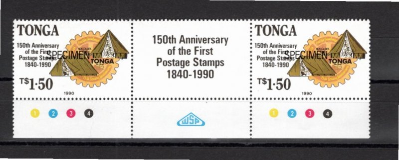 Tonga 1990 MNH Sc 742 specimen gutter pair