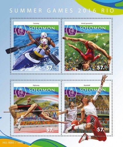 Summer Olympic Games Rio 2016 Basketball Sports Solomon Island MNH stamp set